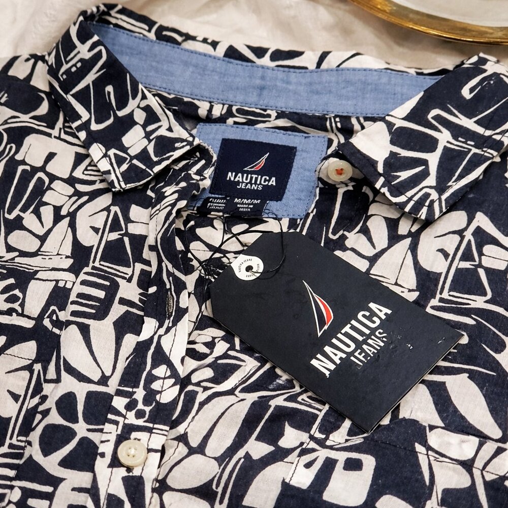 Nautica Jeans Sailboat Print Cotton Sleeveless Blouse - Medium - NWT - Picture 2 of 6